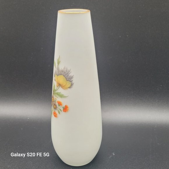 Vintage White Satin Frosted BUD Vase Made In Italy Flower Design 8” - Picture 5 of 8